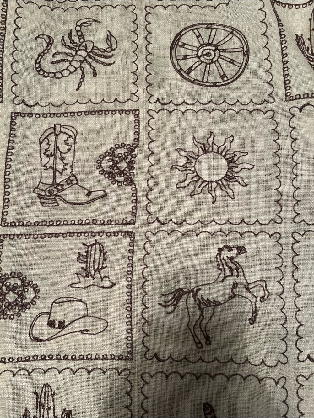 Malibu Cream Camp Shirt with Brown Western Stamp Embroidery - Picture 2 of 4